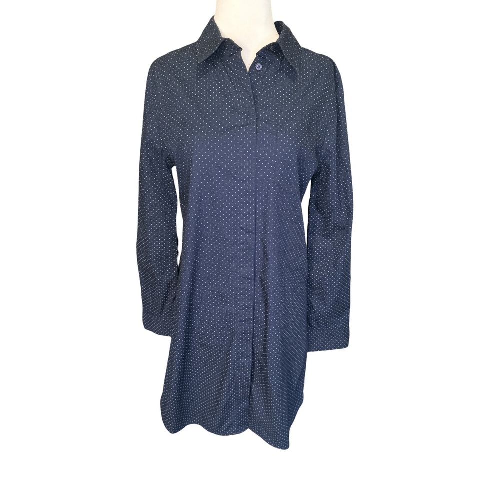 AG Adriano Goldschmied Navy Polka Dot‎ Cotton Modal Shirt Dress Tunic Small